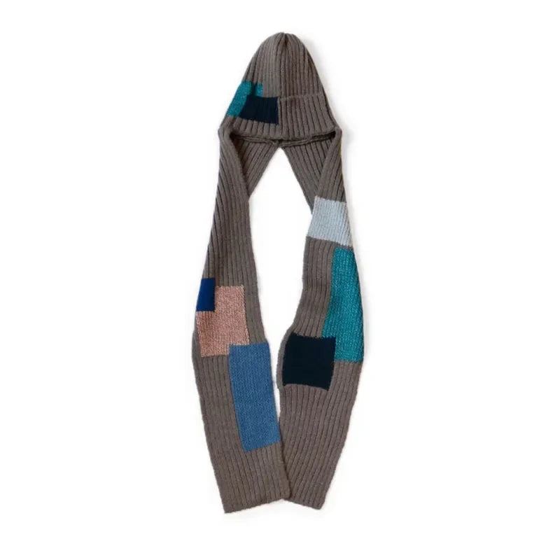 24AW KAPITAL Hirata Japanese Casual Neckerchief Autumn and Winter Warm Two in One Patch Knitted Cold Hat Scarf