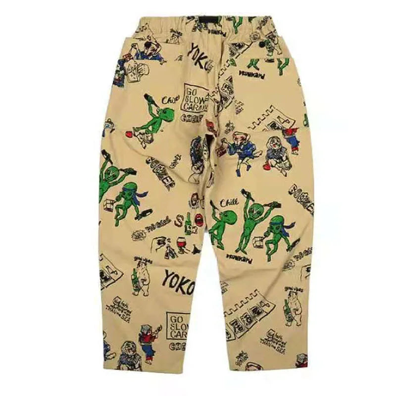 GO SLOW CARAVAN Japanese Trendy Brand Printed Wide Matsuyama Functional Belt Pants