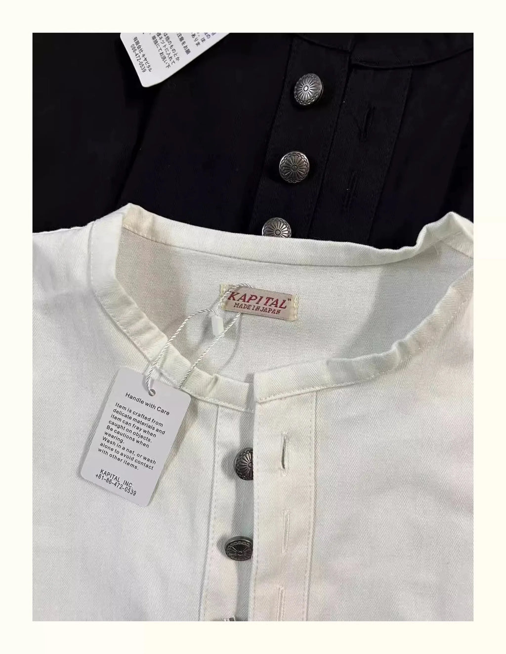 KAPITAL Hirata Kazuhiro Style 24AW Silver Button Cotton Linen Long Sleeved Casual Shirt  for Men Jacket