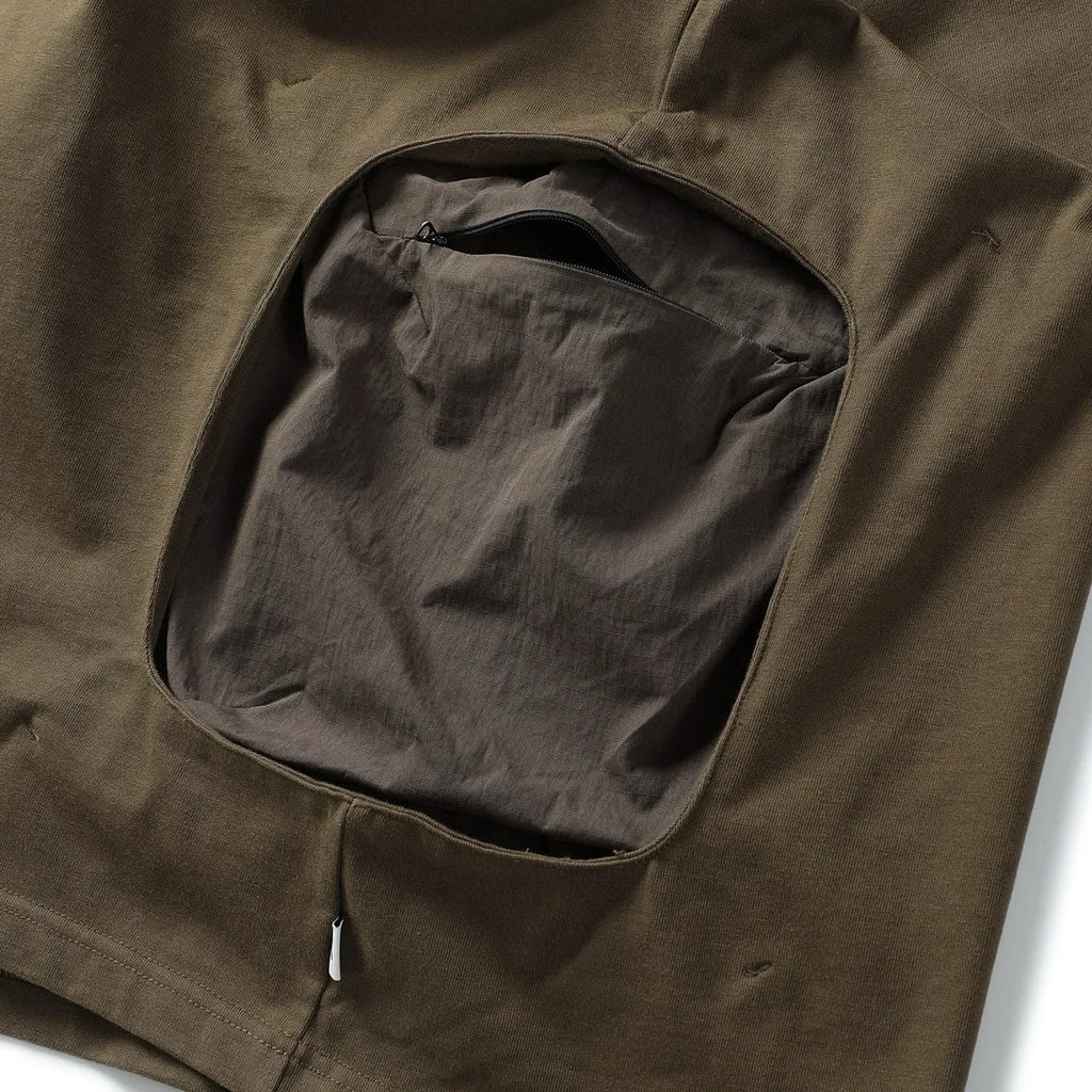 CMF Outdoor Splicing Nylon Pocket Long Sleeve T-shirt Loose Cotton Base Shirt for Men and Women Sweatshirts