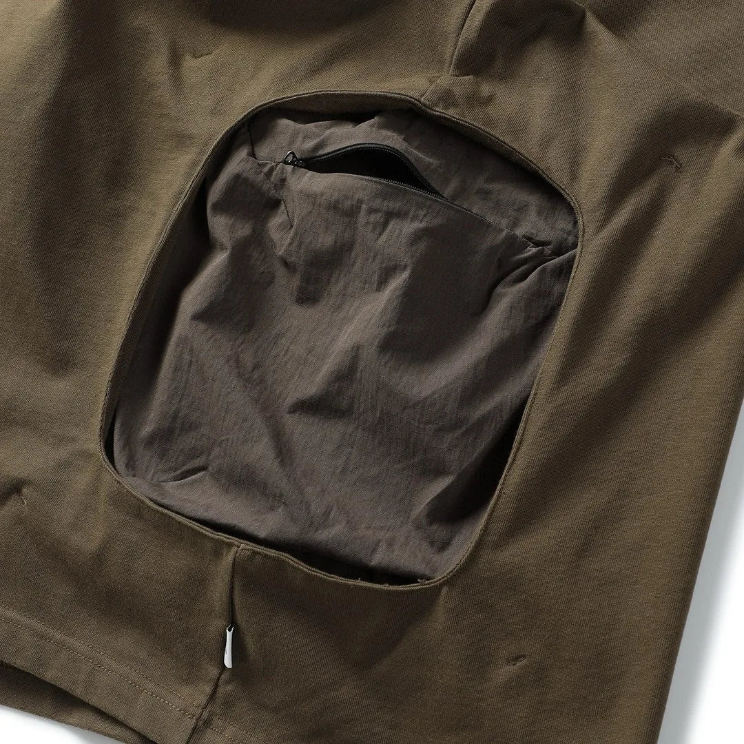 CMF Outdoor Splicing Nylon Pocket Long Sleeve T-shirt Loose Cotton Base Shirt for Men and Women Sweatshirts