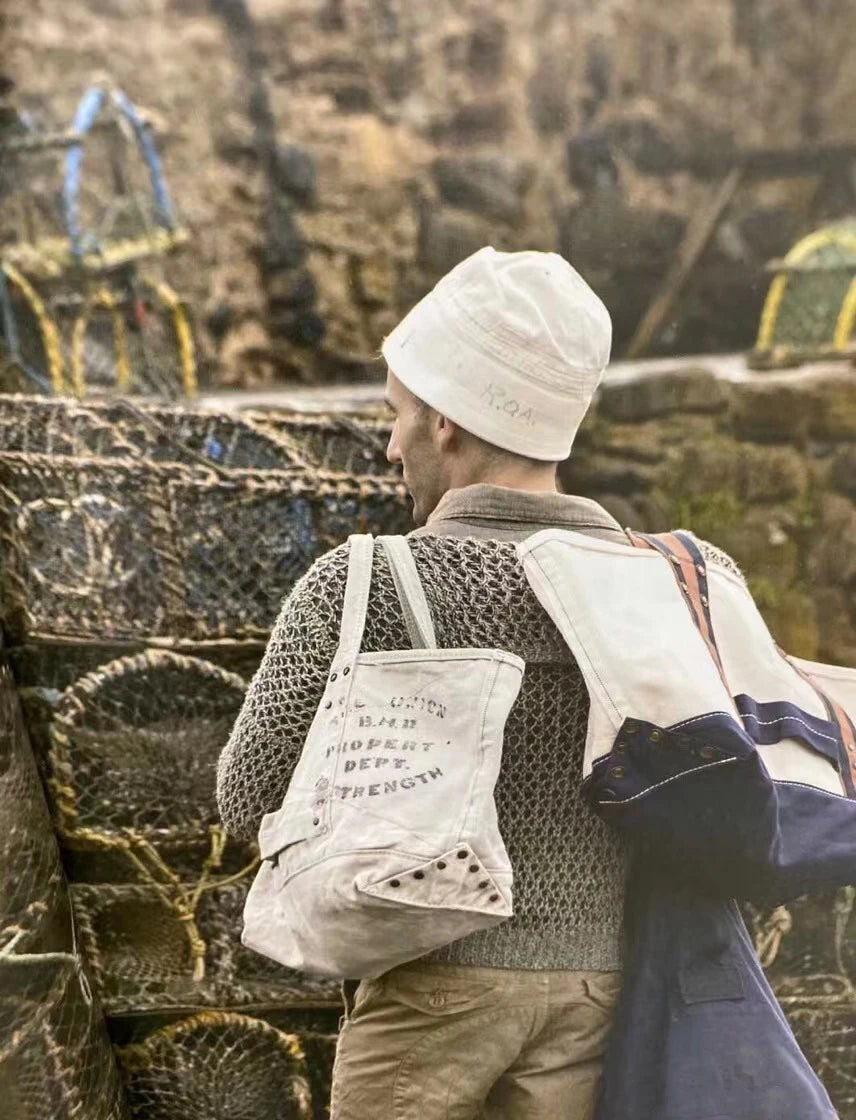 25ss KAPITAL Hirata Retro Heavy Duty Water Washed Used Men's and Women's Single Shoulder Cross Carrying Postman Tote Bag