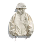 Japanese Retro Fleece Couple Pullover Top Casual Hooded Sweatshirt Men's and Women's Plus Fleece Jacket