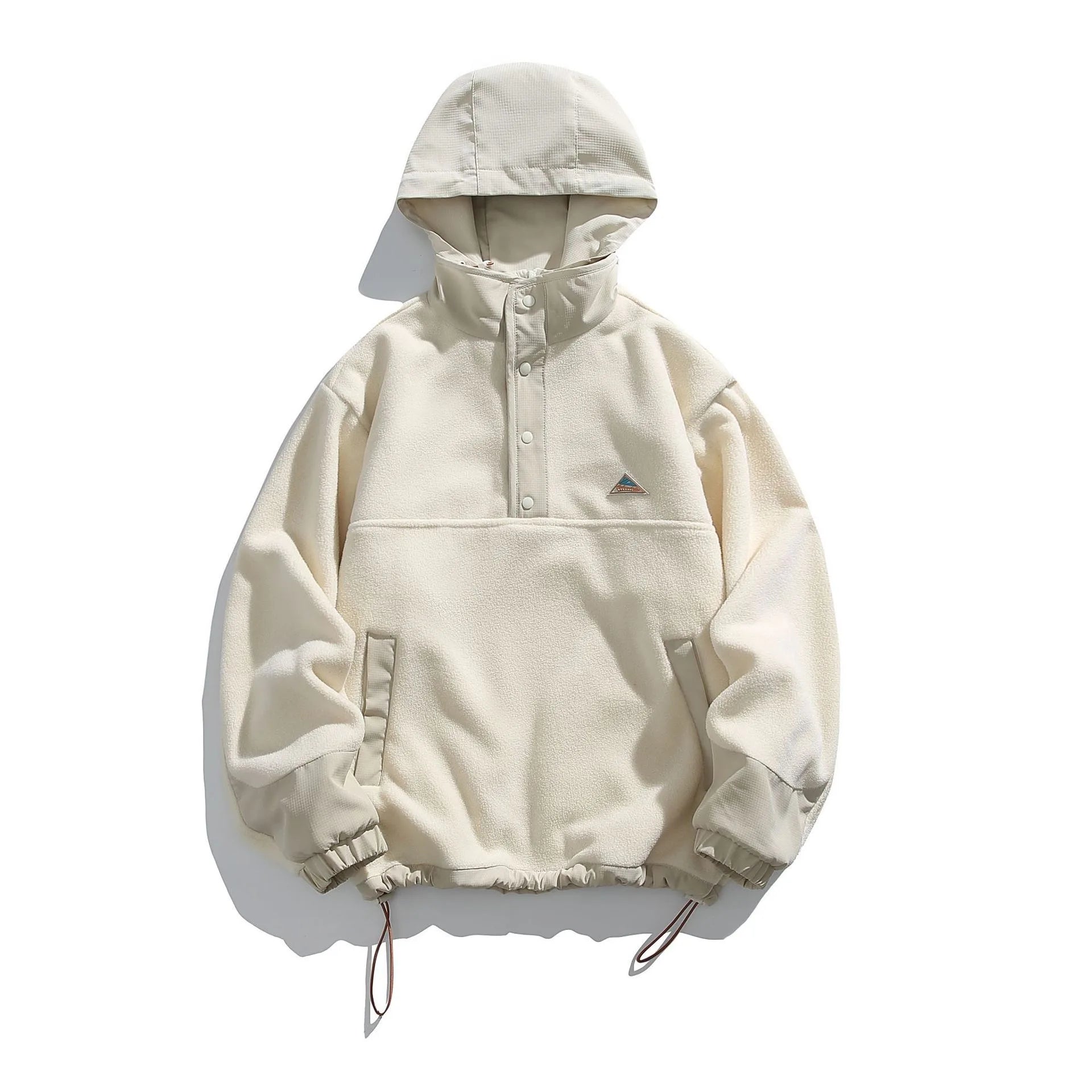 Japanese Retro Fleece Couple Pullover Top Casual Hooded Sweatshirt Men's and Women's Plus Fleece Jacket