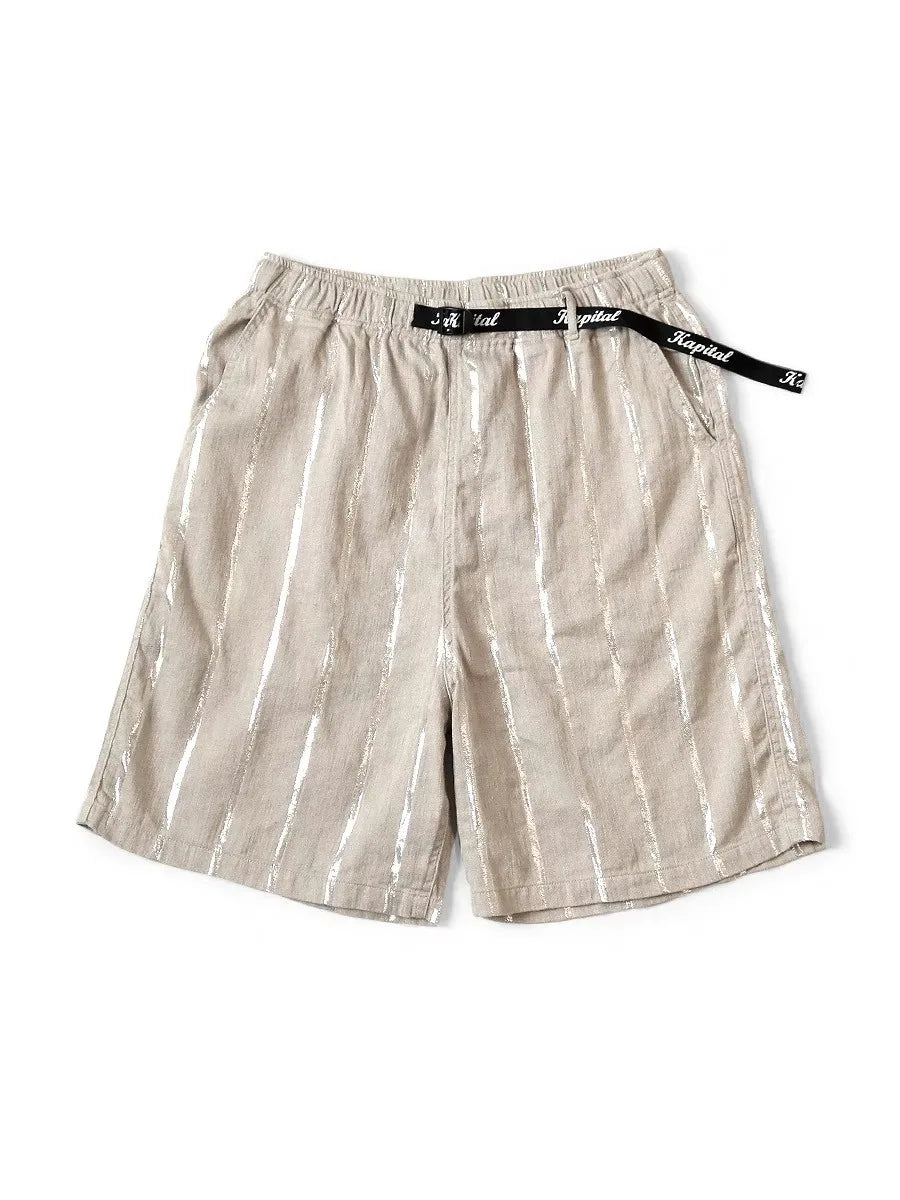 Japanese Style Kapital Hirata Kazuhiro Thick Striped Silver Line Casual  Straight Leg Pants for Men