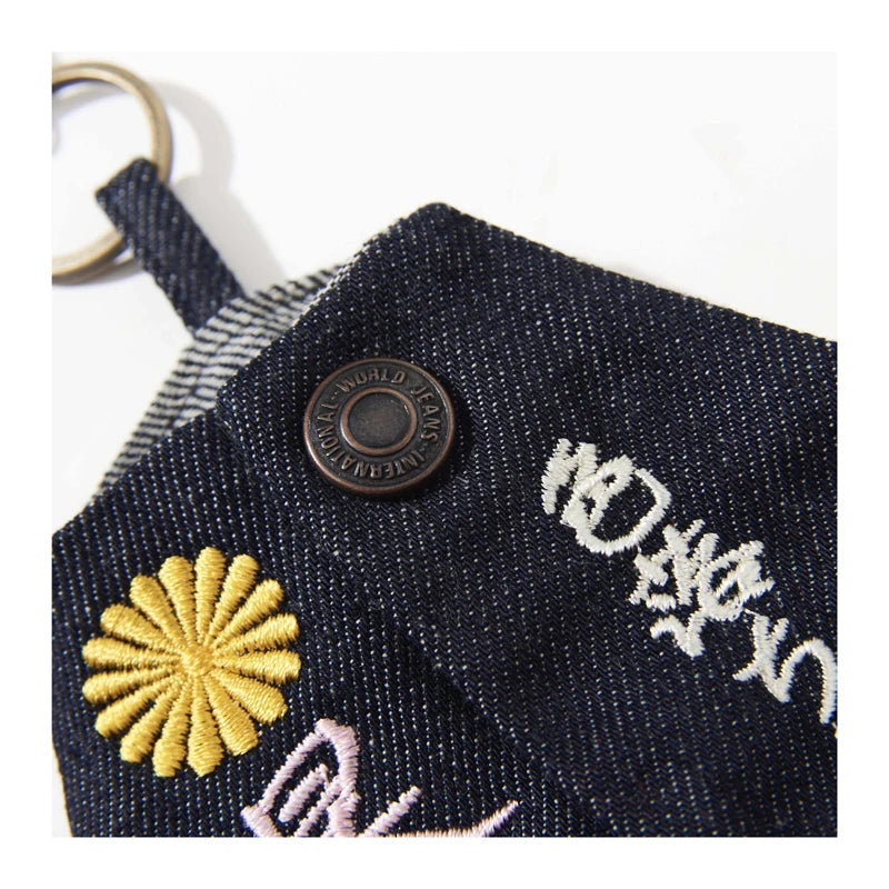 24AW KAPITAL Hirata and Hongri Leisure Cowboy Washed Embroidered Painted Letter Keychain