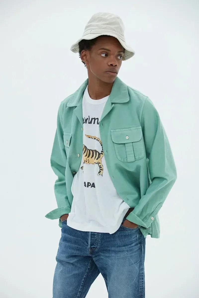 24SS TORA Japanese Casual Tops Long Staple Cotton Tiger Letter Printed Short Sleeved T-shirt for Men