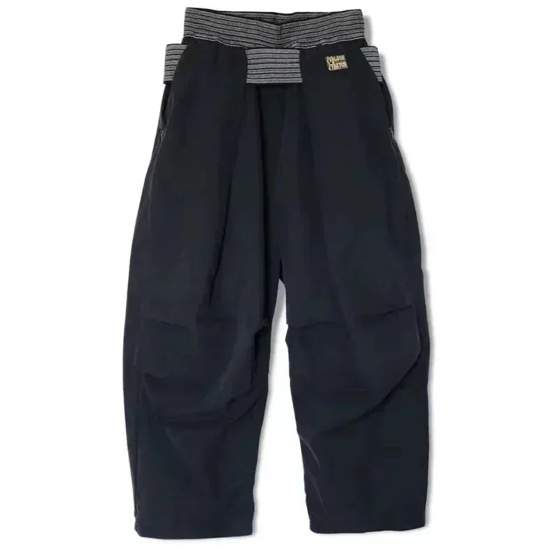 New 23AW KAPITAL Hirata and Hongri Casual Pentagonal Cotton Pleated Elastic Paratrooper Pants for Men