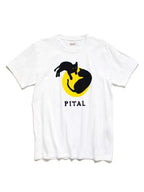 KAPITAL Hirata Hiroshi printed Black Cat and Moon Blue Dyed Short Sleeved T-shirt Women Men Summer Tops