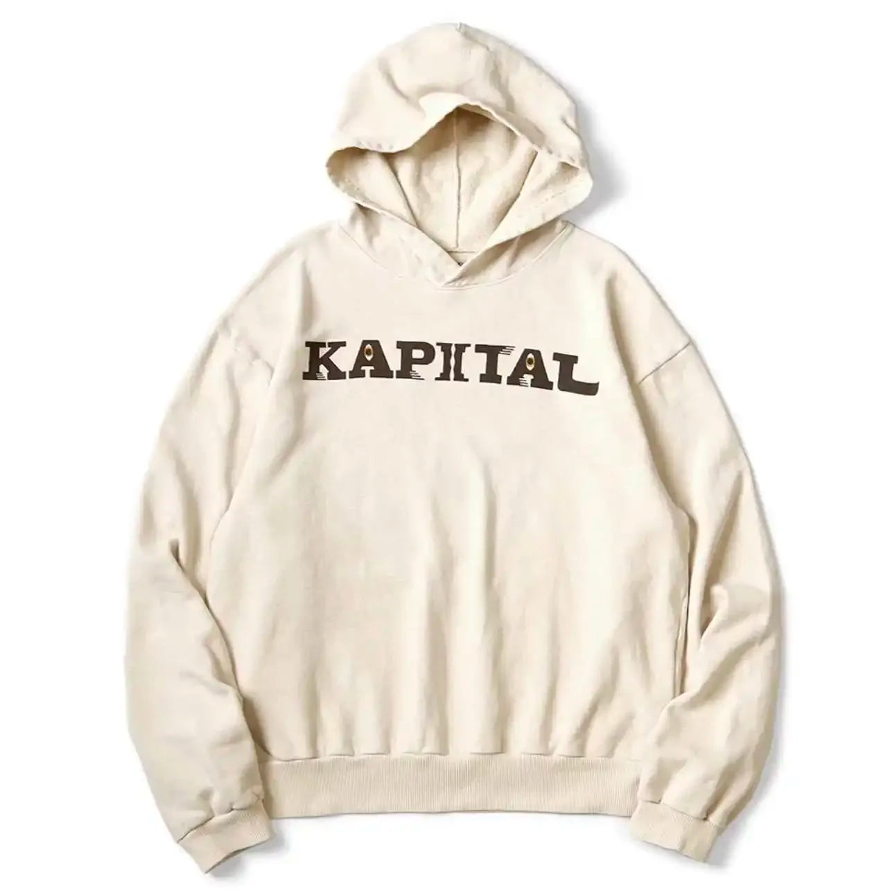 24AW KAPITAL Hirata Kazuhiro Casual Cotton Hoodies Warm Letter Printed Distress Hooded Men Sweatshirt