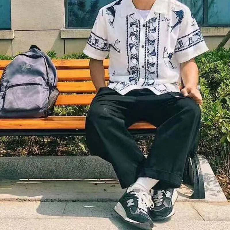 New Arrival Neighborhood 21ss Swordfish Short Sleeved Cardigan Loose Hawaiian Printed Shirts