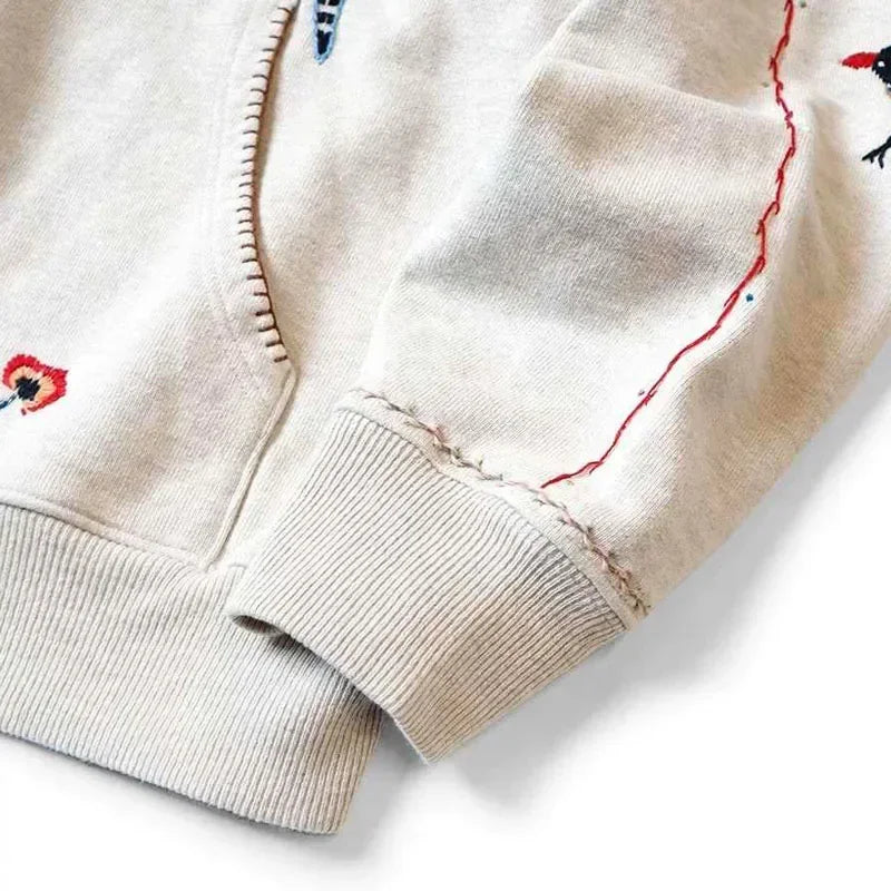 24AW KAPITAL Hirata Kazuhiro hoodies Japanese Casual Flower Bird Embroidery Cotton Loose Hooded Sweatshirt for Men