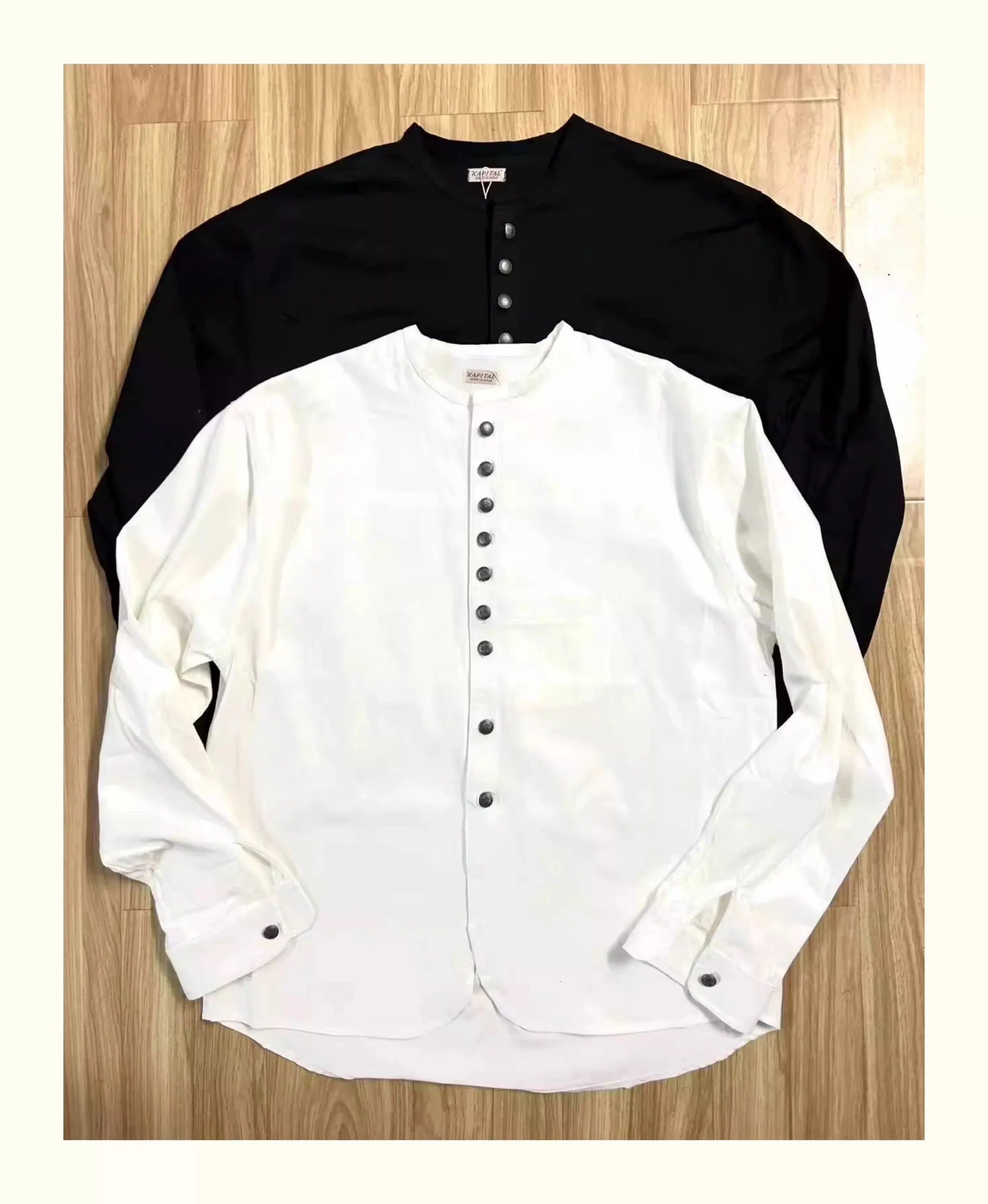 KAPITAL Hirata Kazuhiro Style 24AW Silver Button Cotton Linen Long Sleeved Casual Shirt  for Men Jacket