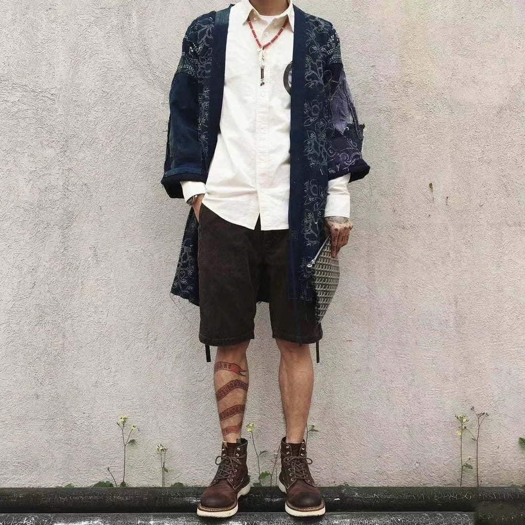 New Arrival 23SS FLUXUS03 Japanese Casual Loose Splashed Ink Corduroy Shorts for Men