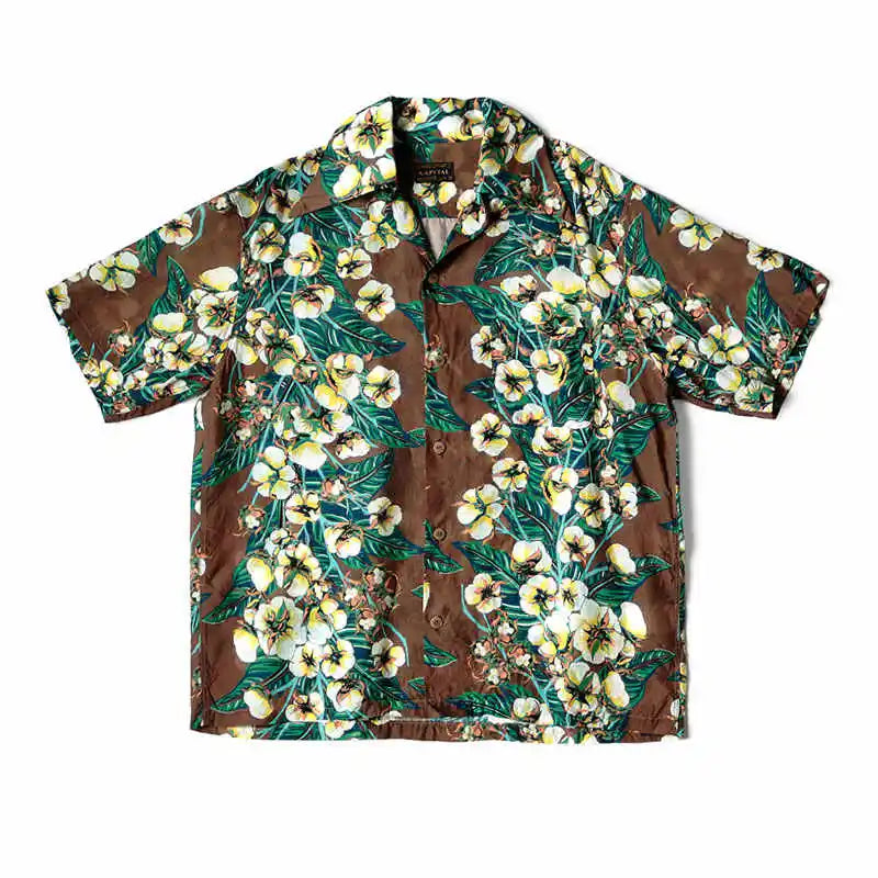 24SS KAPITAL Hirata Style Floral Print Japanese Full Printed Casual Short Sleeved Shirt for Men and Women