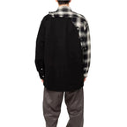 22AW Japanese MMY Casual Men Irregular Splicing Patchwork Plaid Loose Jacket Shirt Loose Distressed Jacket