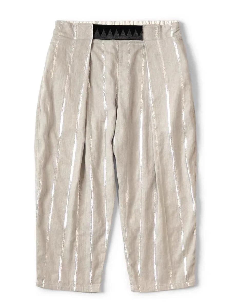 Japanese Style Kapital Hirata Kazuhiro Thick Striped Silver Line Casual  Straight Leg Pants for Men