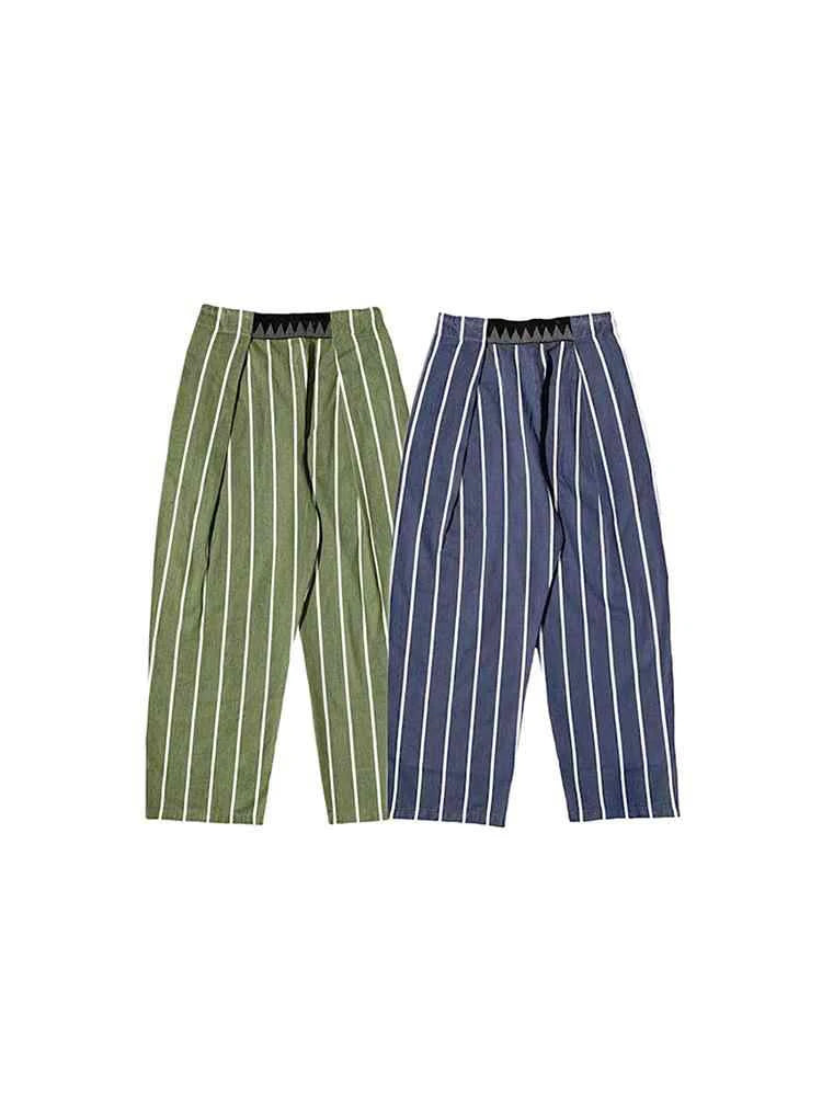 KAPITAL Hirata and Hongri Retro Washed Men's Women's Spring Autumn Striped Loose Casual Wide Leg Pants