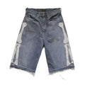 New Japan KAPITAL Loose Casual Pants Embroidered Bone Wash Water Distressed Raw Hem Denim Shorts for Men
