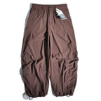 Japanese Outdoor Quick Drying Wide Leg Pants with Loose Straight Leg and Hanging Silhouette Leg Binding Pants