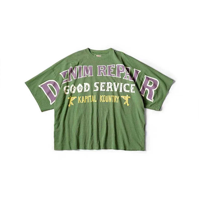 KAPITAL Hirata Japanese Men's and Women's Three-color Letter Printed Loose Casual Round-neck Short-sleeved T-shirt