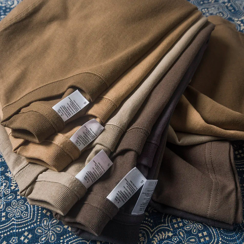 Amikaji Round Neck Men's T-shirt Seamless Pure Cotton Short Sleeved Base Tees