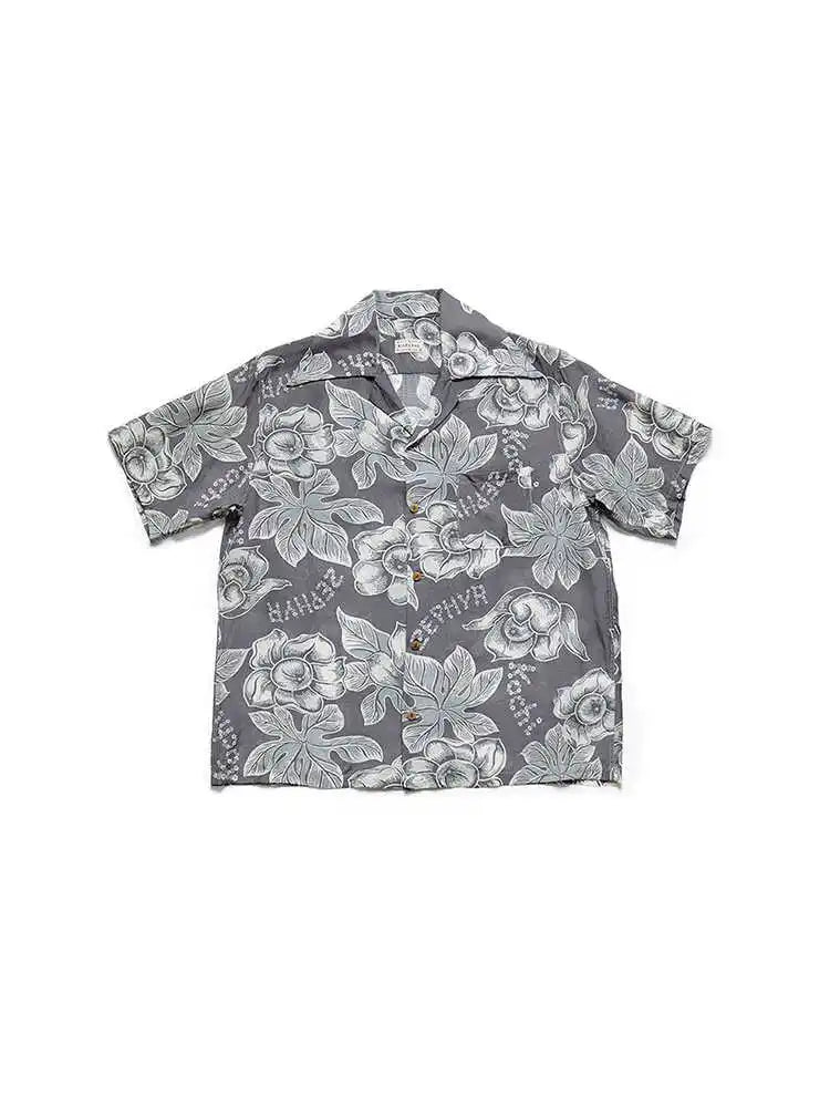 KAPITAL Hirata Kazuhiro Unisex Japanese Retro Casual Loose Letter Flower Print Short-Sleeve Shirt for Men and Women