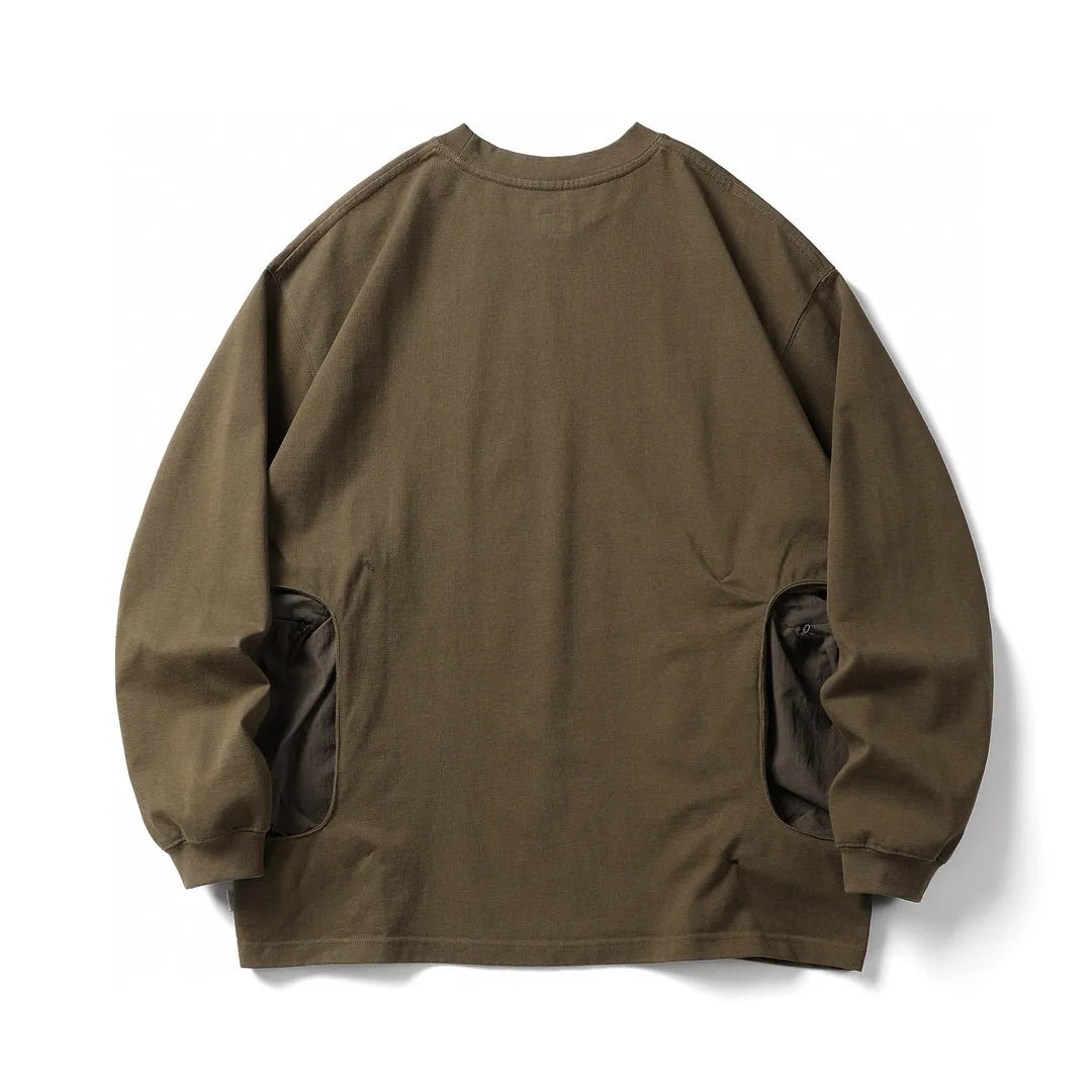 CMF Outdoor Splicing Nylon Pocket Long Sleeve T-shirt Loose Cotton Base Shirt for Men and Women Sweatshirts