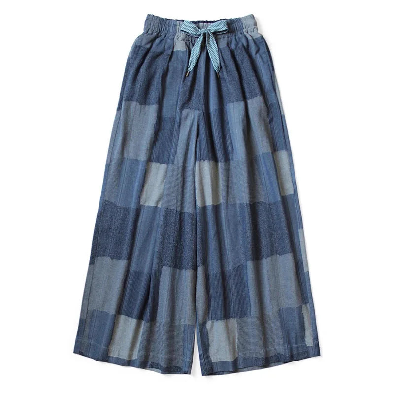 25AW KAPITAL Hirata and Hongri Retro Loose Fitting Polyester Patchwork Printed Elastic Casual Pants for Men New