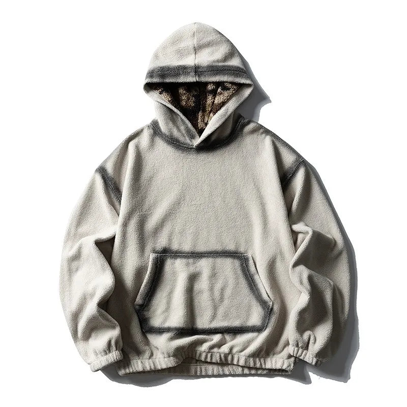 Japanese Retro Heavyweight Fleece Hooded Sweatshirt for Men and Women Basic Autumn and Winter Vintage Washed Pullover Jacket