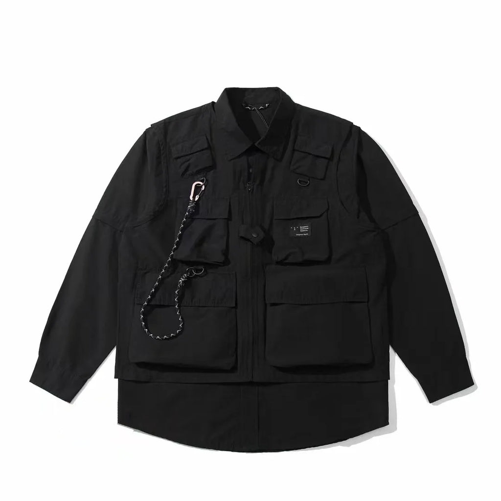 Japanese Retro Detachable Multifunctional Outdoor Three in One Windproof and Waterproof  Long Sleeved Shirt Men's Jacket