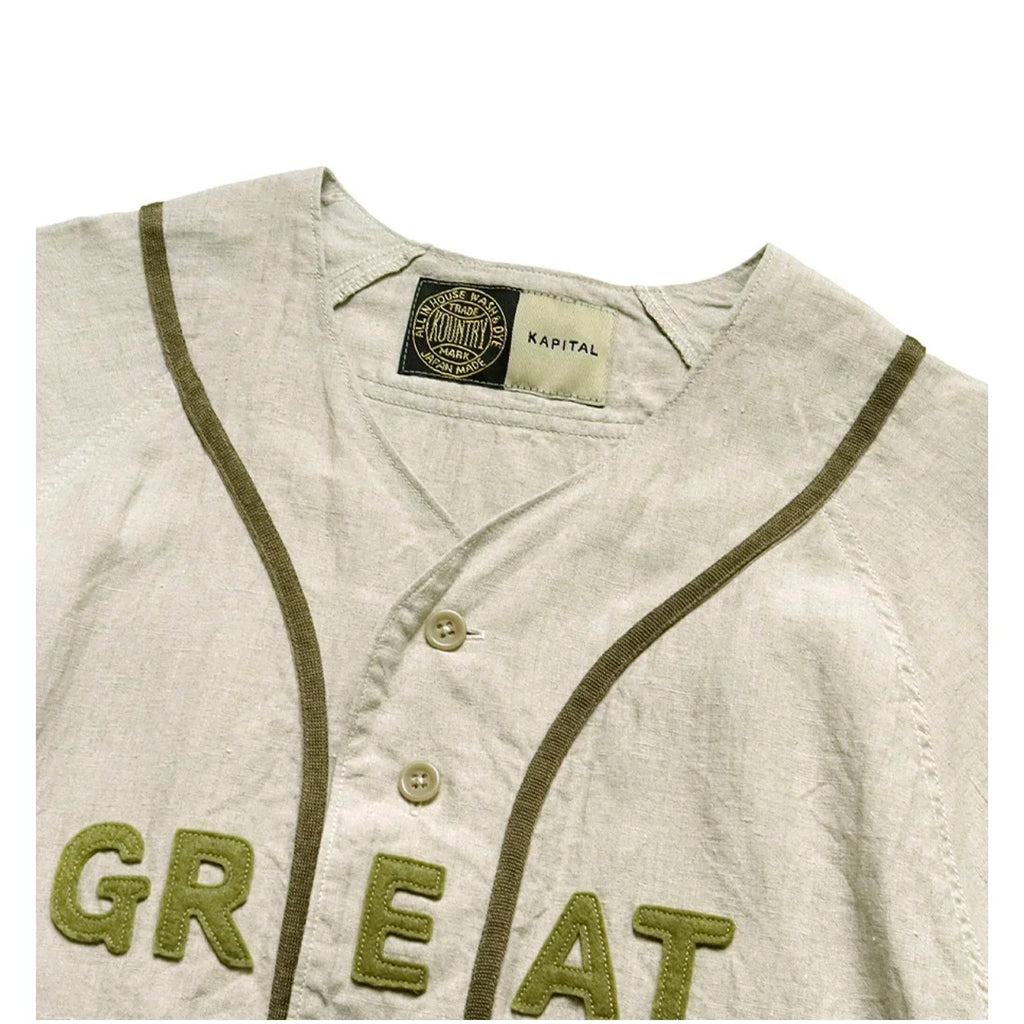 23SS KAPITAL Hirata Hiroshi Japanese Casual Cotton and Linen Embroidered Letter Loose Breasted Short Sleeved Shirt New