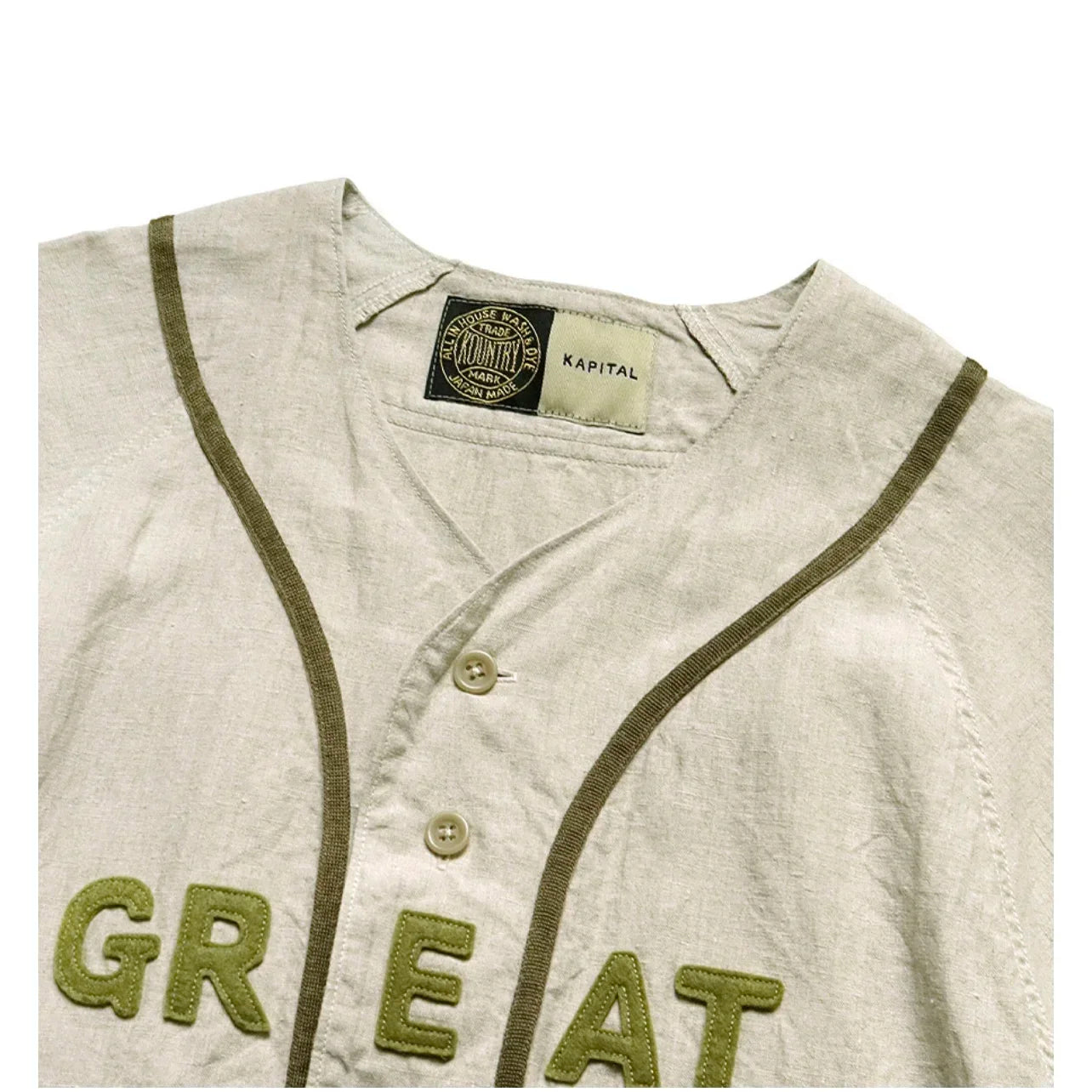 23SS KAPITAL Hirata Hiroshi Japanese Casual Cotton and Linen Embroidered Letter Loose Breasted Short Sleeved Shirt New