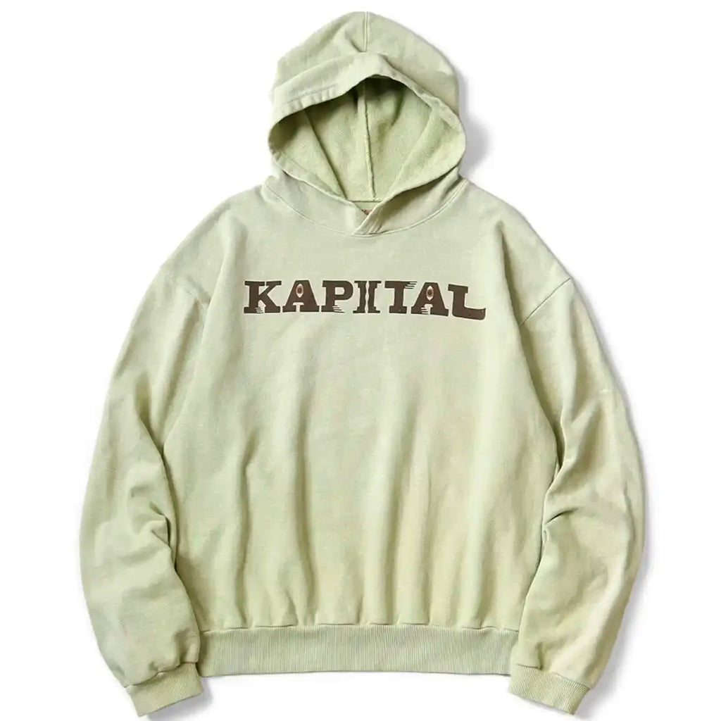 24AW KAPITAL Hirata Kazuhiro Casual Cotton Hoodies Warm Letter Printed Distress Hooded Men Sweatshirt