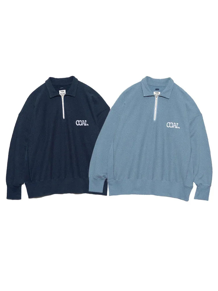 24SS Japanese Loose Half Zip Up Sweat Embroidered Pullover Hoodie for Men New Arrival