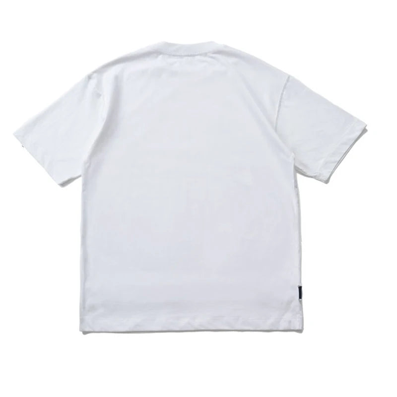 Indigo Retro Handmade Embroidery Patch Fabric Splicing Cotton Round Neck Short Sleeved T-shirt Men's and Women's Trendy Tees