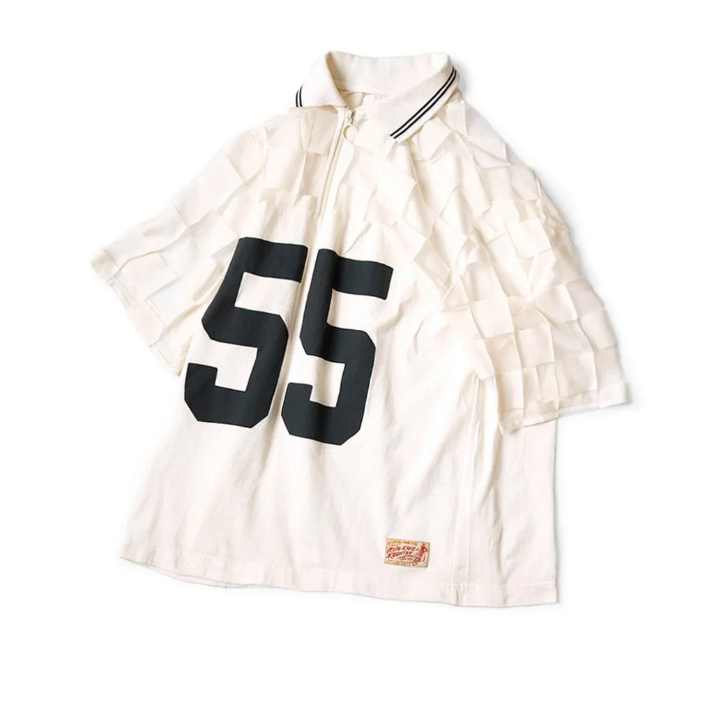 24SS KAPITAL Hirata and Hiroshi Casual Breathable Plaid Half Zippered T-Shirts for Men Japan Style