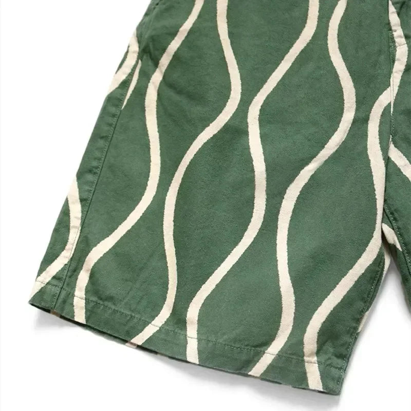 KAPITAL Hirata Hohiro Cotton Hemp Water Corrugated Printing Japanese Trend Tether Men's Casual Shorts
