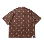 Japanese Retro Geometric Cut Flower Short Sleeved Shirt Summer Casual Loose Cuban Collar Top for Men