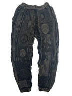 Kapital Vintage Hirata Hiroshi Japan Splice Men's Hip Hop Anti War Loose Knitted Pants Blue Tied Thick Sweatpants