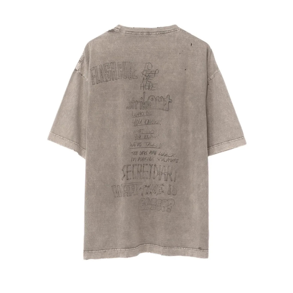 24SS MMY Japanese Casual Pure Cotton Tees for Men Round Neck Washed Retro Printed Short Sleeved T-shirt