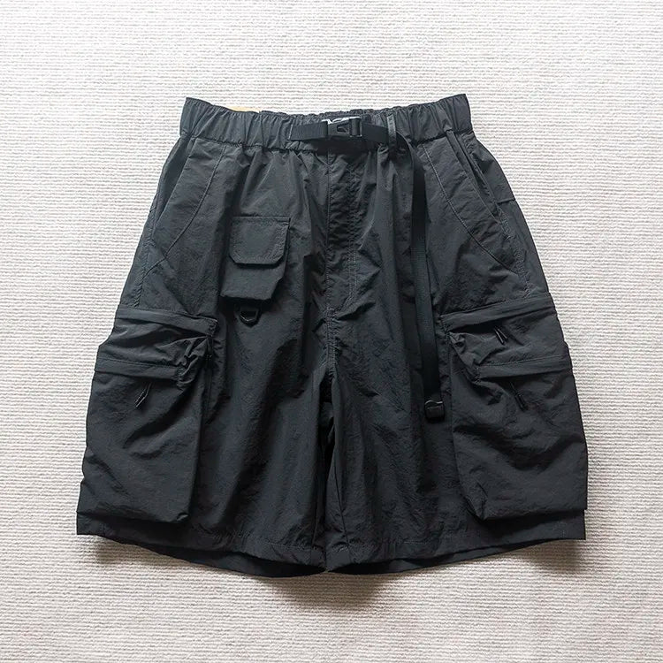 Japanese Outdoor Multi Pocket Workwear Shorts Summer Loose Lightweight Quick Drying Nylon Functional Casual Pants