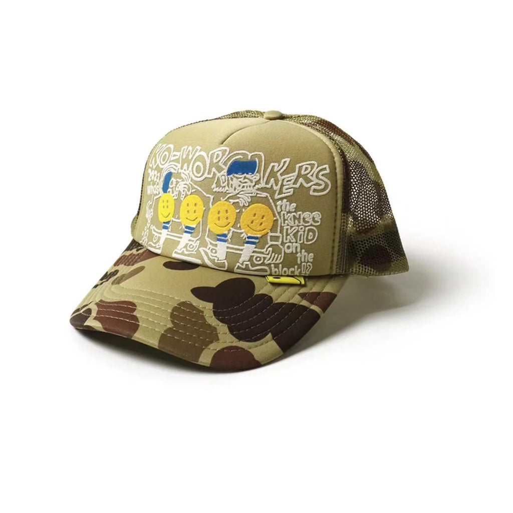New Japan 22AW KAPITAL Hirata Kazuhiro Camo Foam Printed Mesh Breathable Splicing Baseball Hat for Men and Women Caps