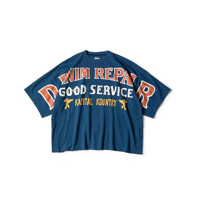 KAPITAL Hirata Japanese Men's and Women's Three-color Letter Printed Loose Casual Round-neck Short-sleeved T-shirt