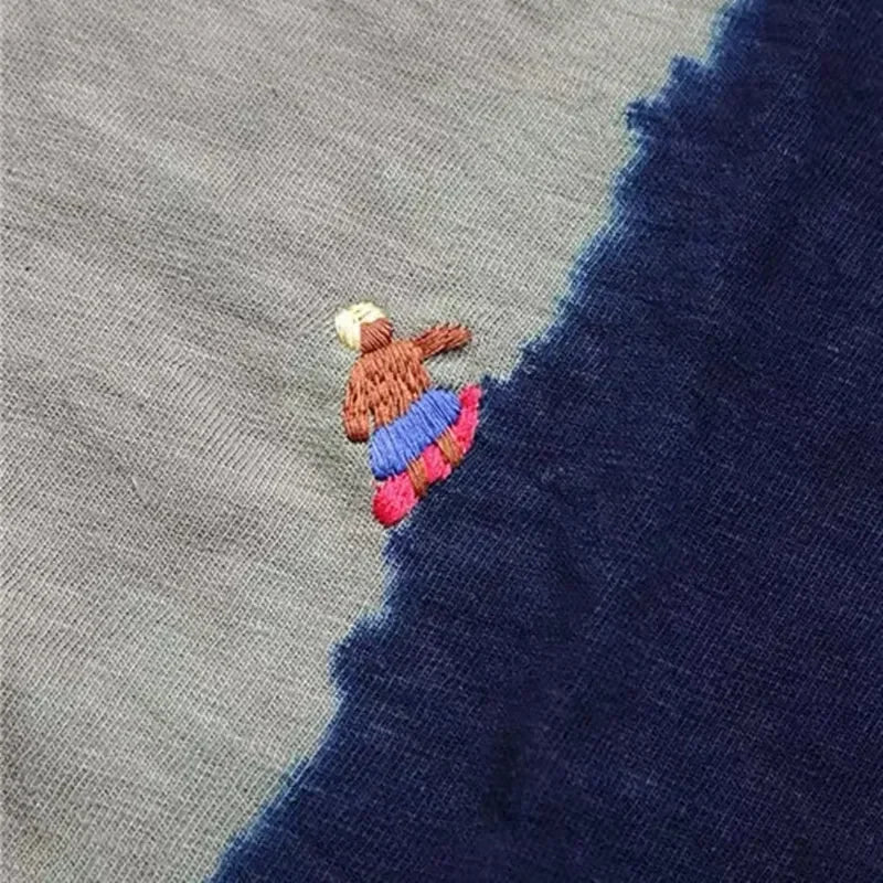 KAPITAL Hirata Hohiro Batik Embroidery Japanese Fashion Men's and Women's Loose Round Neck T-shirt Short Sleeve Summer Tees