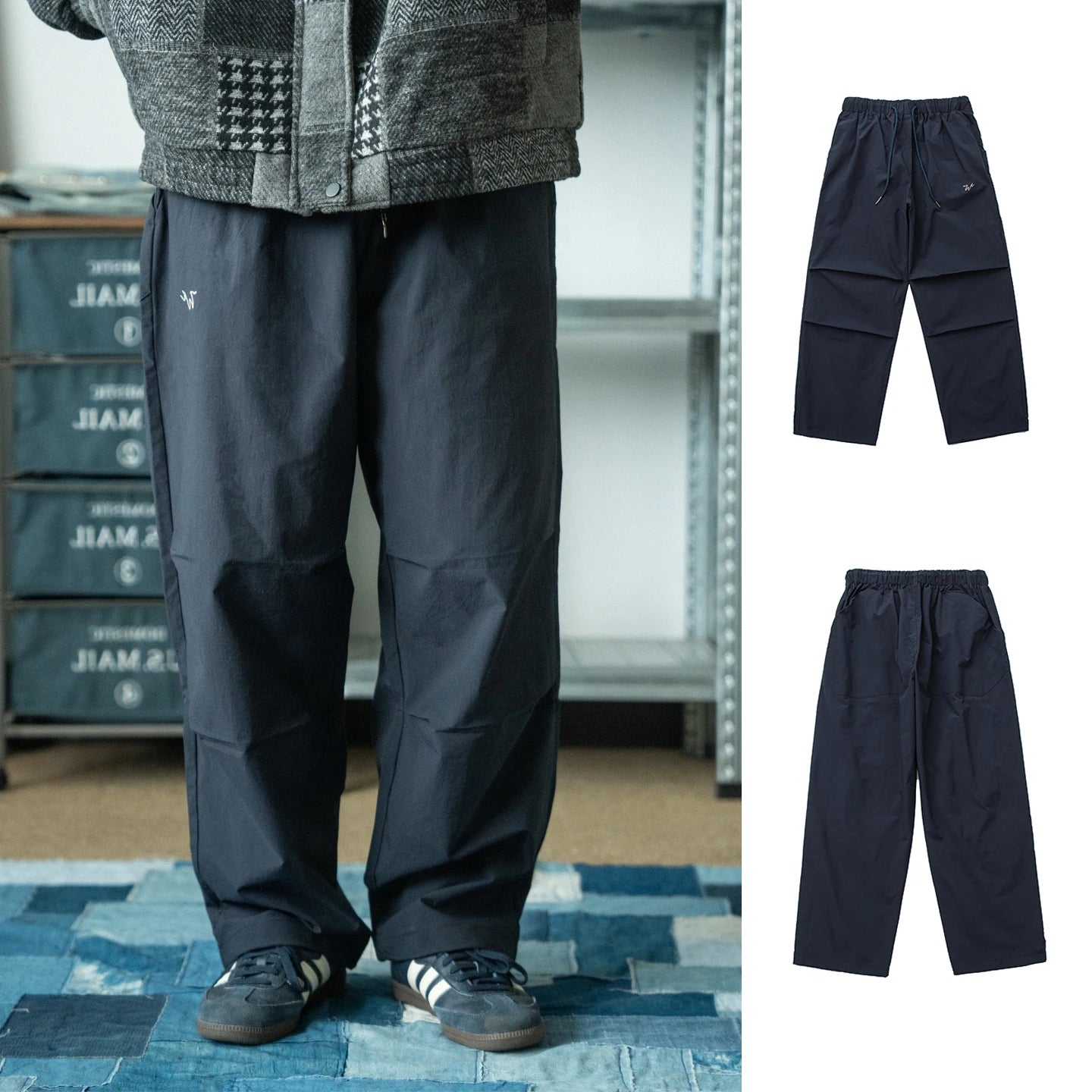 Simple Casual Style Work Pants for Men Loose Straight Leg Wide Leg Elastic Waistband Drawstring Quick Drying Sports Pants