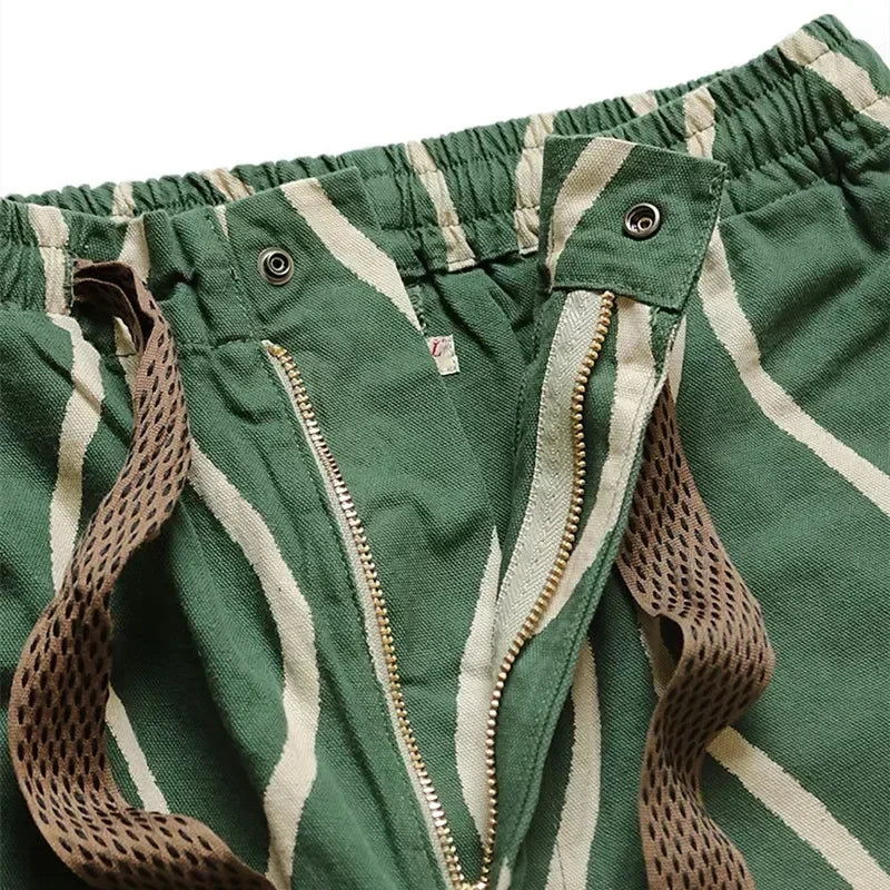 KAPITAL Hirata Hohiro Cotton Hemp Water Corrugated Printing Japanese Trend Tether Men's Casual Shorts
