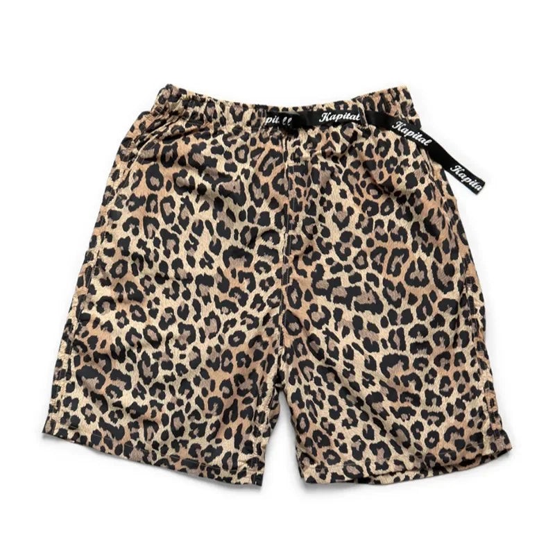 21SS KAPITAL Hirata Hirosu Dry Leopard Print Japanese Nylon Loose Men's and Women's Casual Shorts
