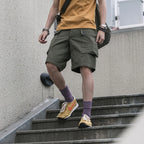 New Herringbone Twill Shorts with Multiple Pockets Men's Army Green Shorts