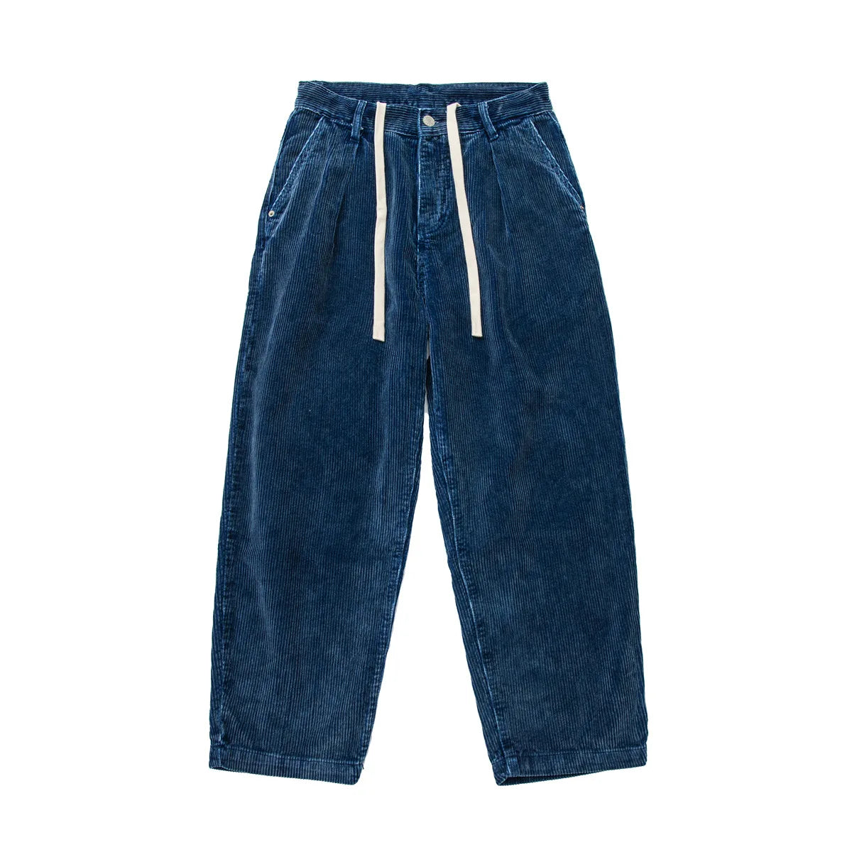 Vintage Blue Dyed Indigo Textured Casual Pants High Gram Heavy Fleece Trousers for Men Non Kapital